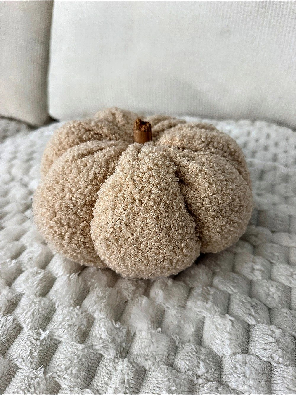 Threshold Teddy Boucle Pumpkin Shaped Pillow Brown & Cream